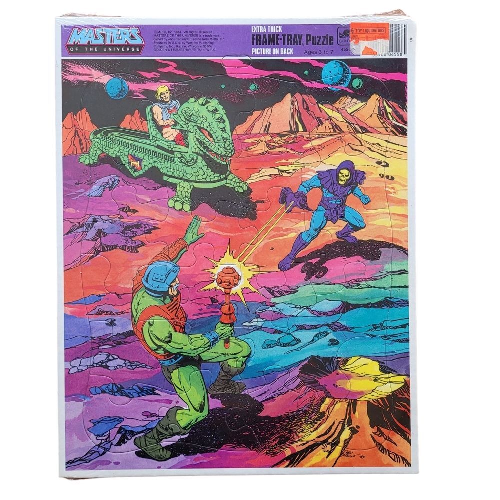 Vintage Mattel 1984 MOTU Golden He-Man Battlecat Frame Tray Puzzle. New